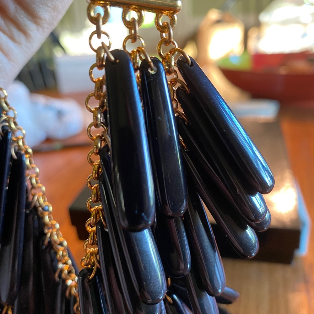 Joan Rivers 20th anniversary Triple Strand Black Onyx Lucite Necklace NIB - Picture 11 of 11